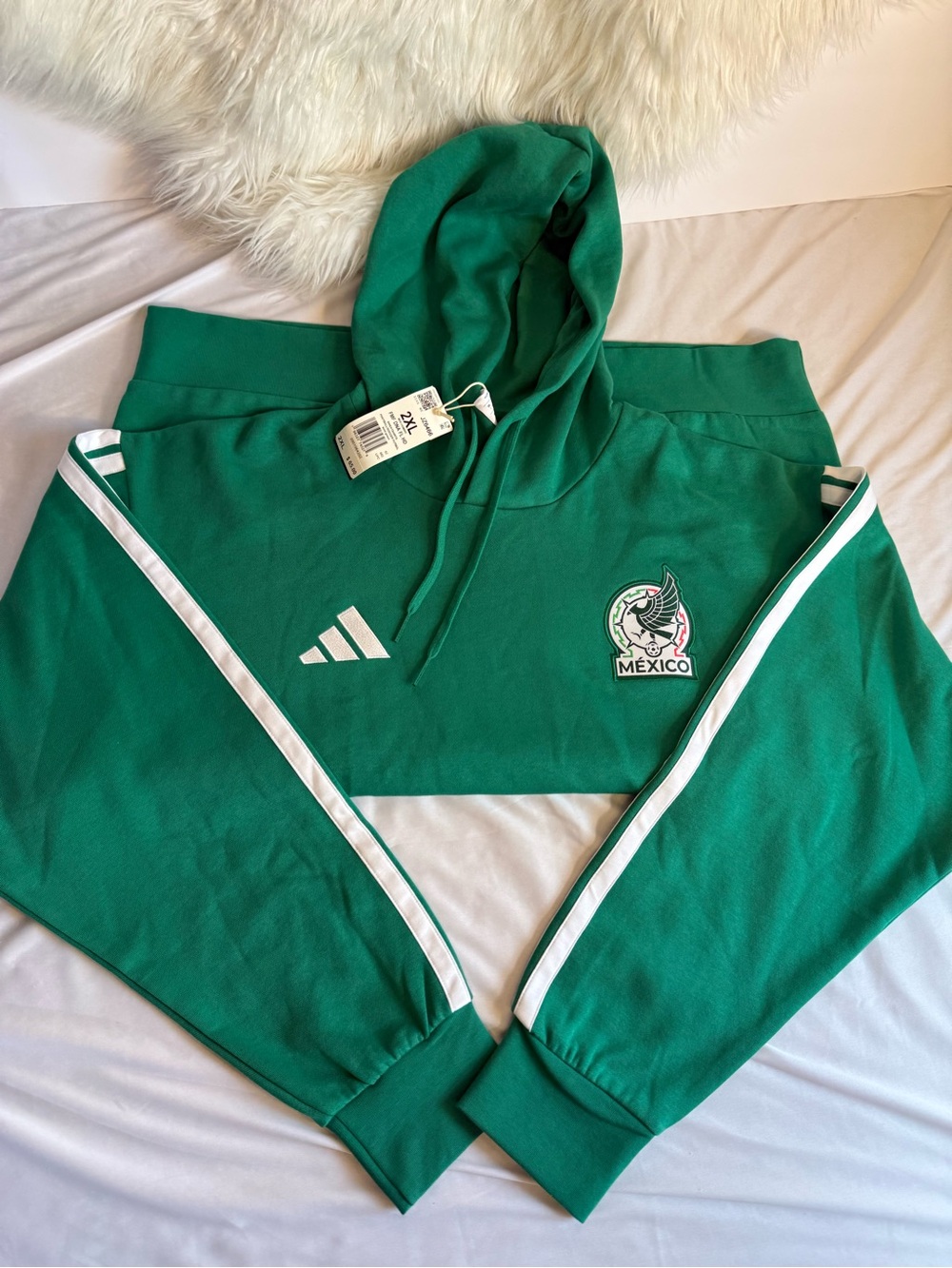 adidas Green Mexico Crest Hooded Crop Sweatshirt